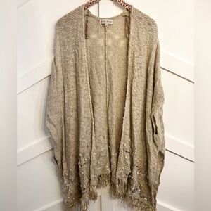 Knox Rose Women's Beige Cardigan with Fringe